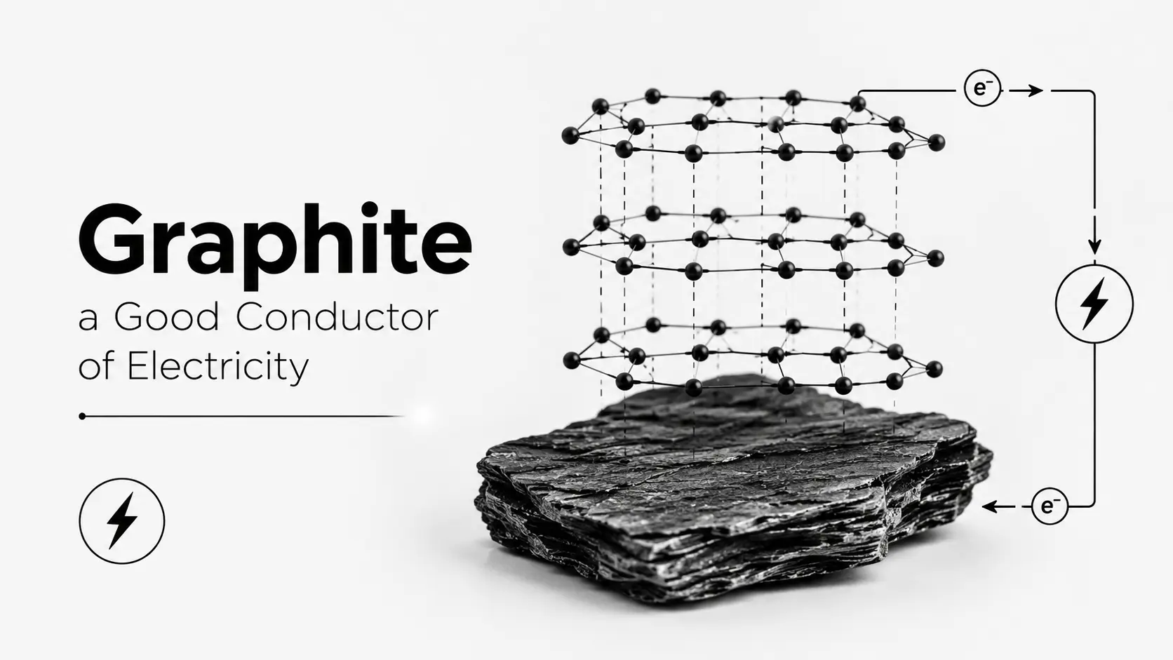 Graphite crystal structure showing delocalized electrons